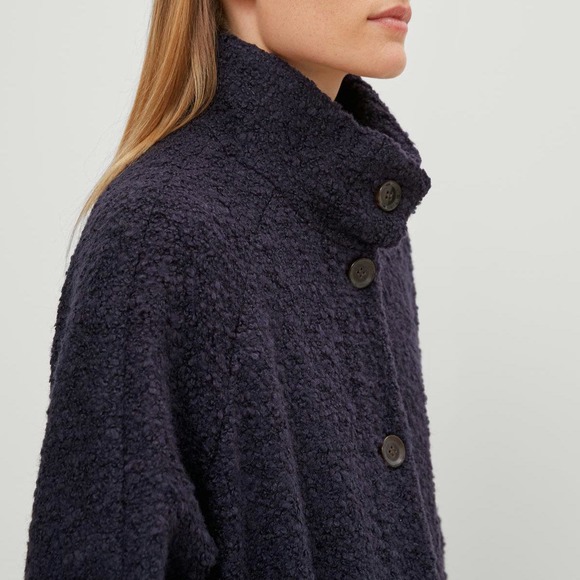 Marks & Spencer Bouclé Textured Teddy Coat Women Navy Blue - Picture 2 of 10